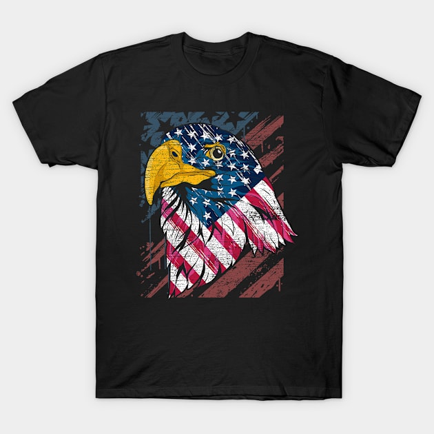 US Flag Proud American Patriot American Bald Eagle T-Shirt by ShirtsShirtsndmoreShirts